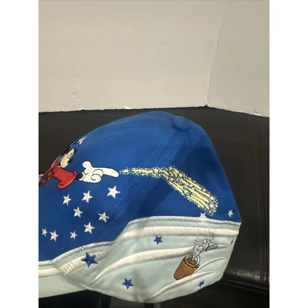 Disney World Sorcerer Mickey Fantasia Youth Blue Embroidered Baseball Hat Cap